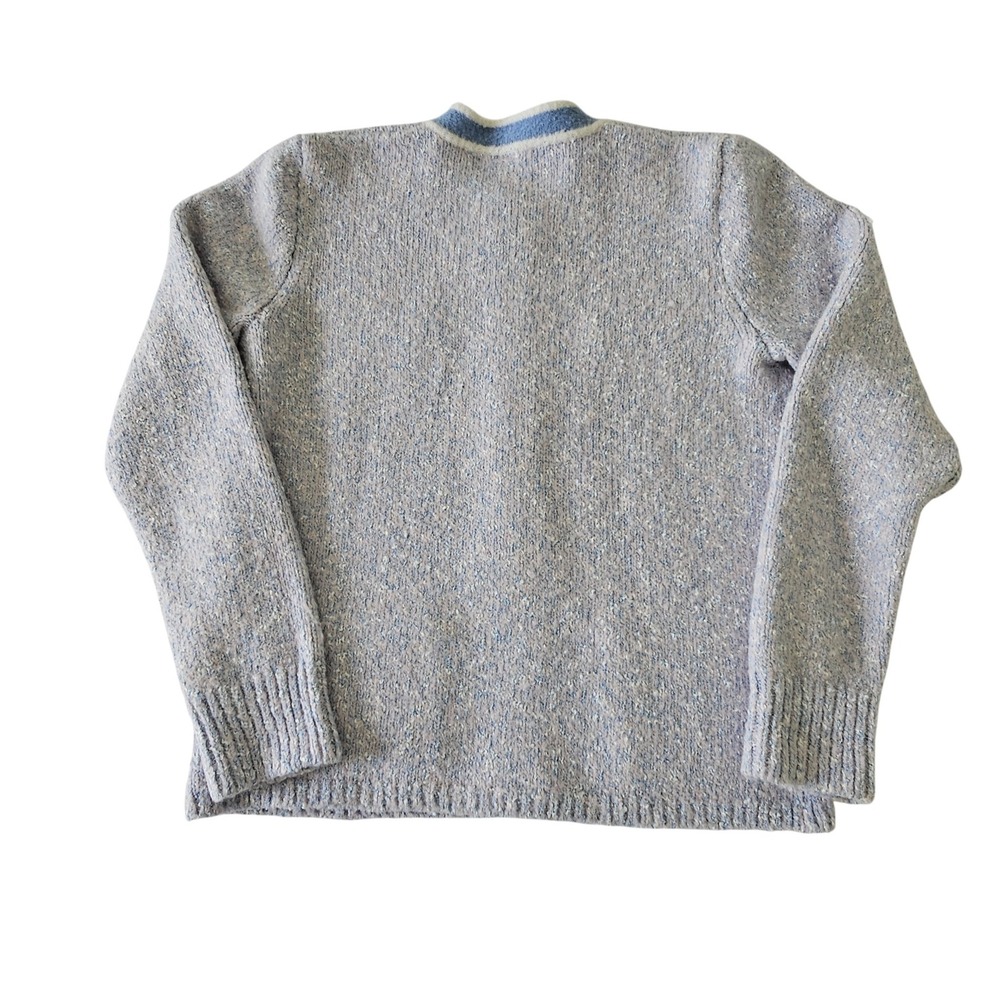 J‎ Crew Reimagined Tweed Knit Cardigan Blue Cream Button Front Pockets Size S - Picture 6 of 11